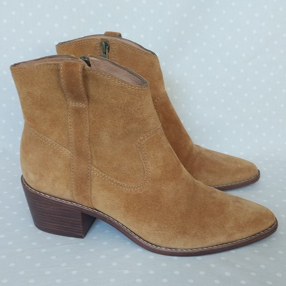 Madewell Shoes - Madewell The Barnwood Boot Tan Suede Western Zip Up Bootie